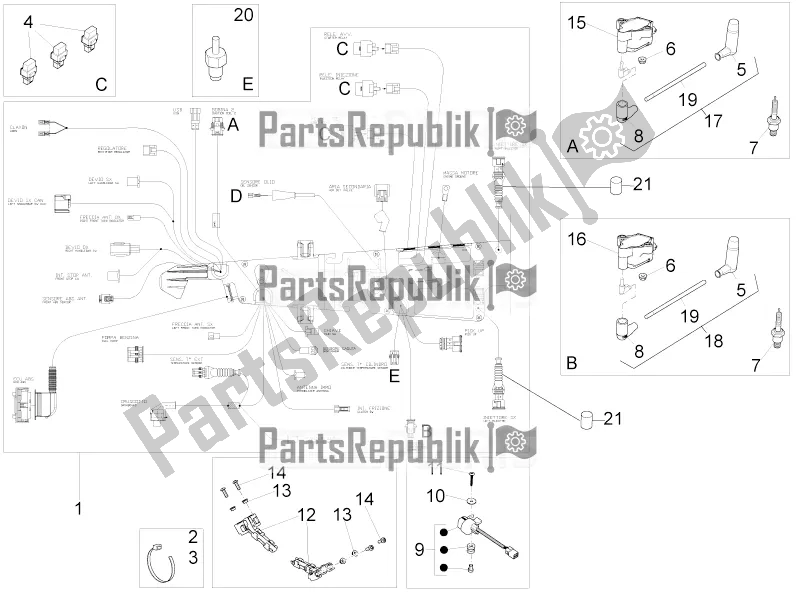 Tutte le parti per il Impianto Elettrico Centrale del Moto-Guzzi V9 Bobber 850 2020