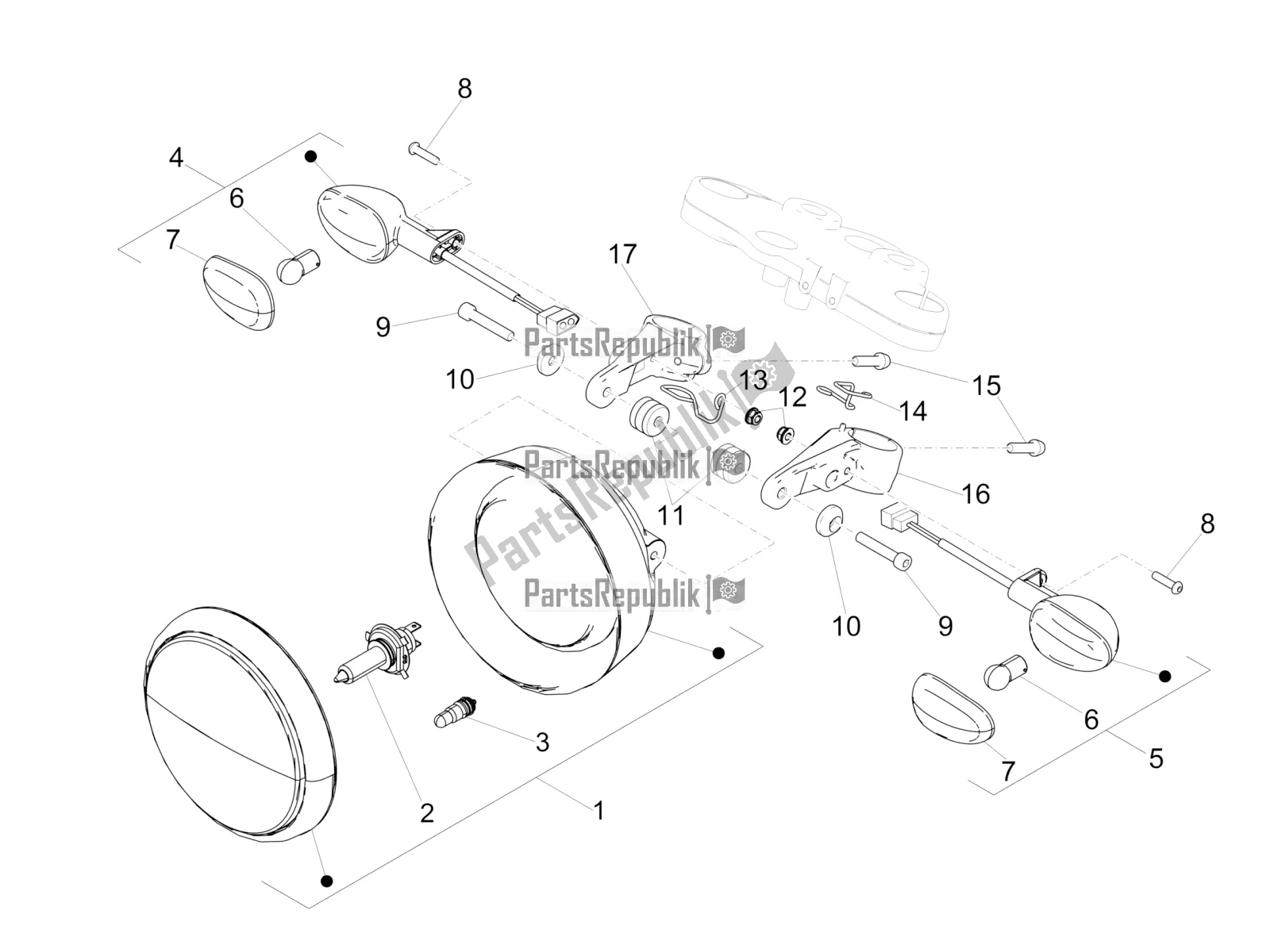 Todas las partes para Luces Delanteras de Moto-Guzzi V9 Bobber 850 2020