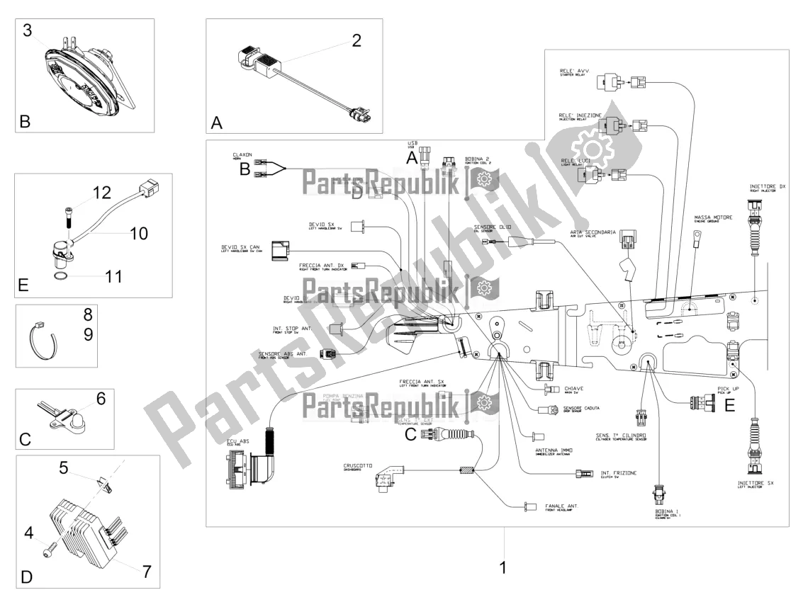 Tutte le parti per il Impianto Elettrico Anteriore del Moto-Guzzi V9 Bobber 850 2021