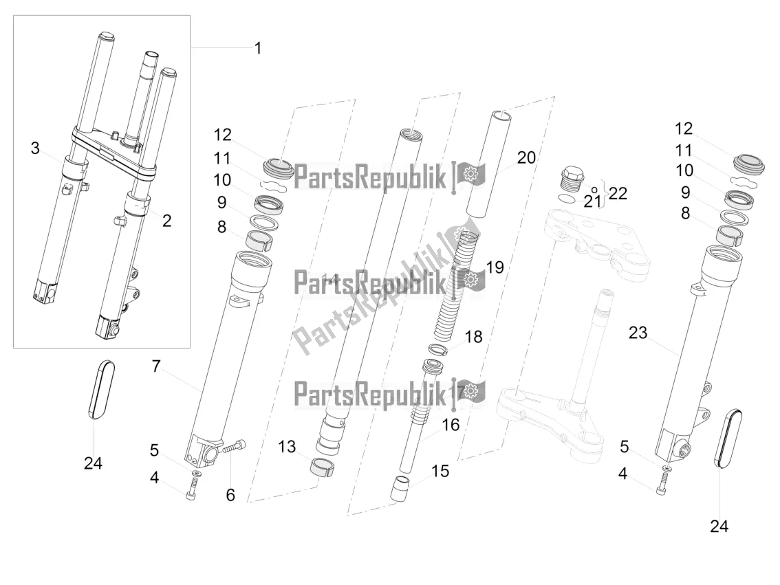 Toutes les pièces pour le Fourche Avant Kaifa du Moto-Guzzi V9 Bobber 850 2022