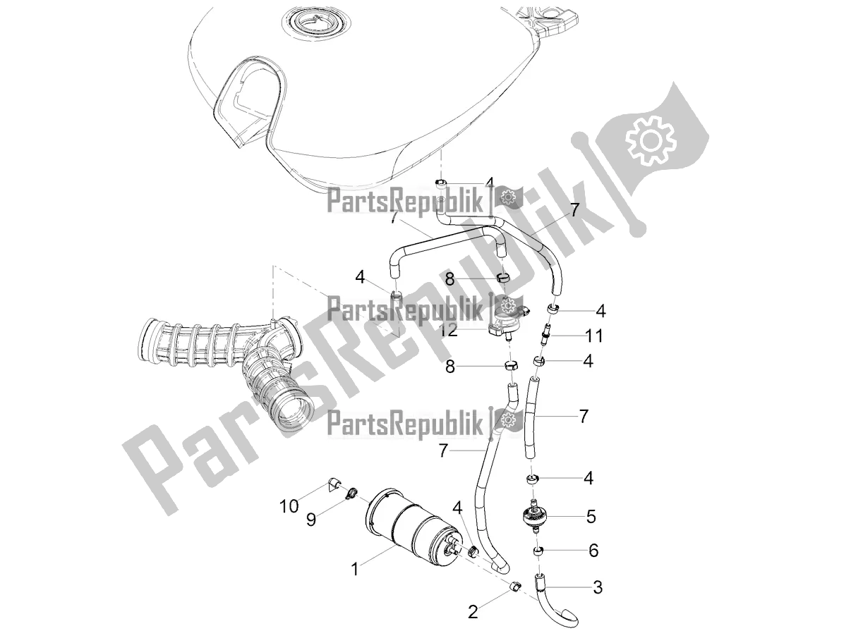 Alle onderdelen voor de Brandstofdampterugwinningssysteem van de Moto-Guzzi V9 Bobber 850 2022