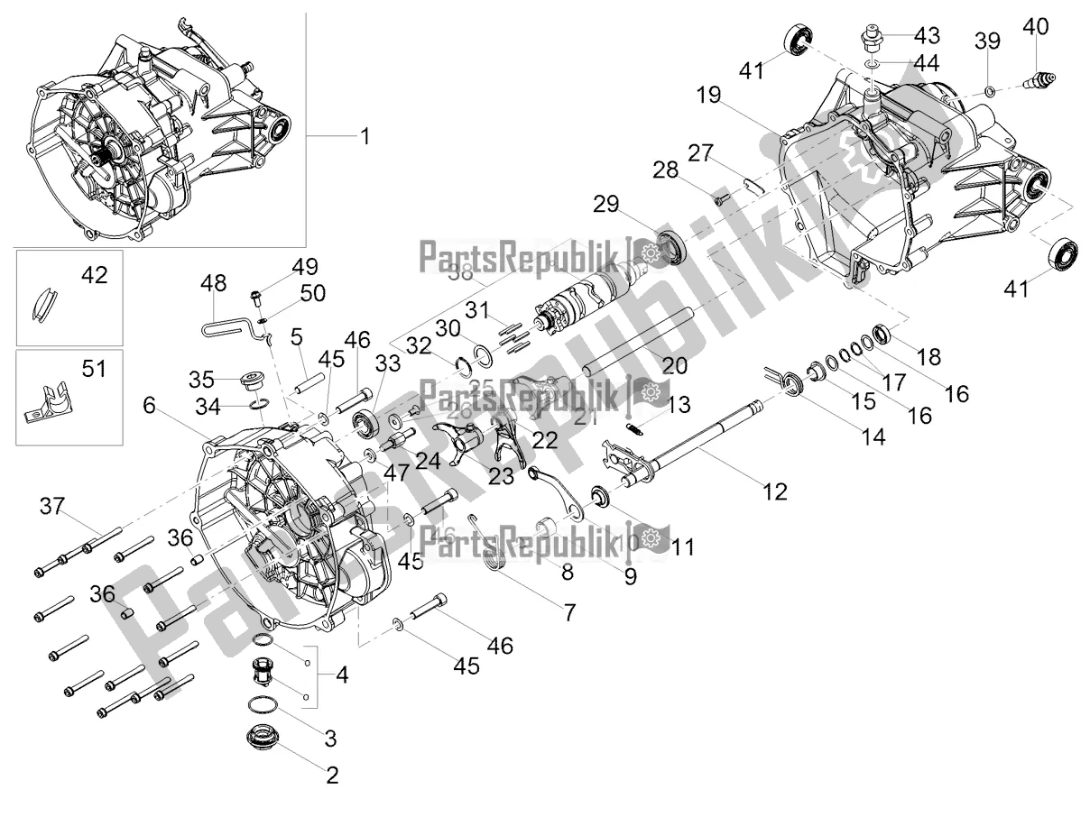 Alle onderdelen voor de Versnellingsbak / Keuzeschakelaar / Schakelnok van de Moto-Guzzi V9 Bobber 850 2022