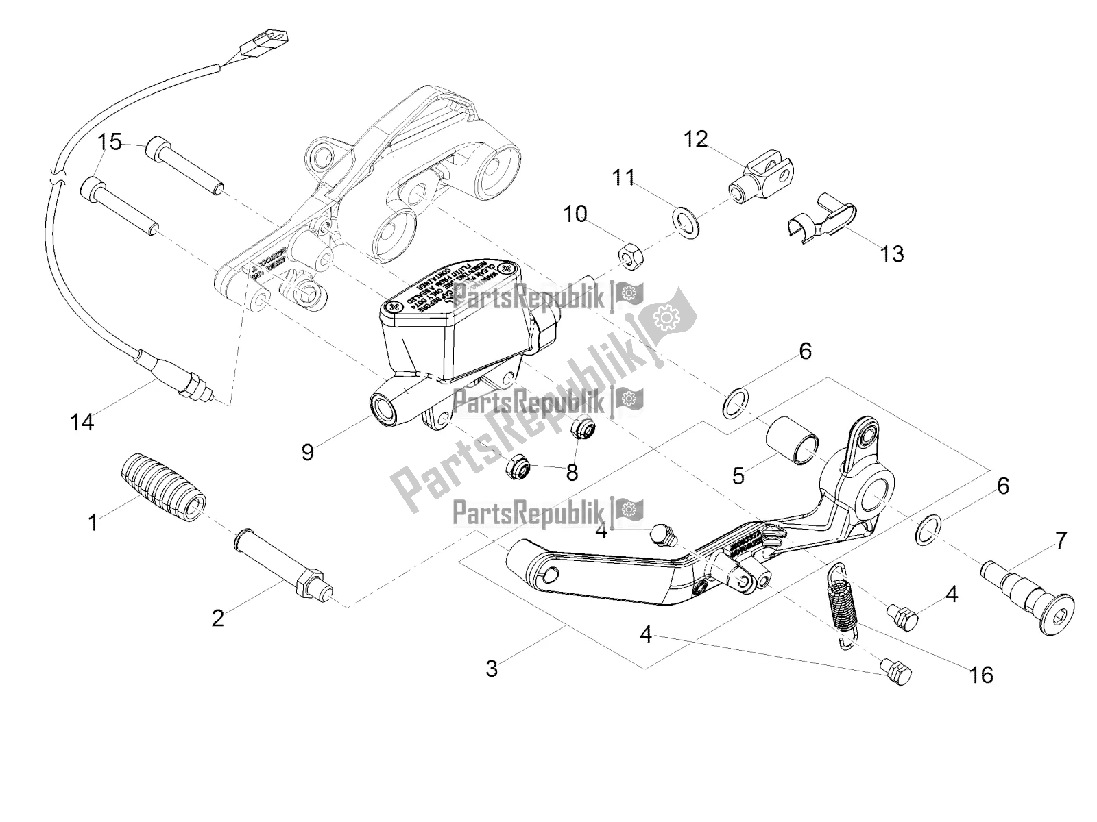 Alle onderdelen voor de Achterste Hoofdcilinder van de Moto-Guzzi V9 Bobber 850 2022