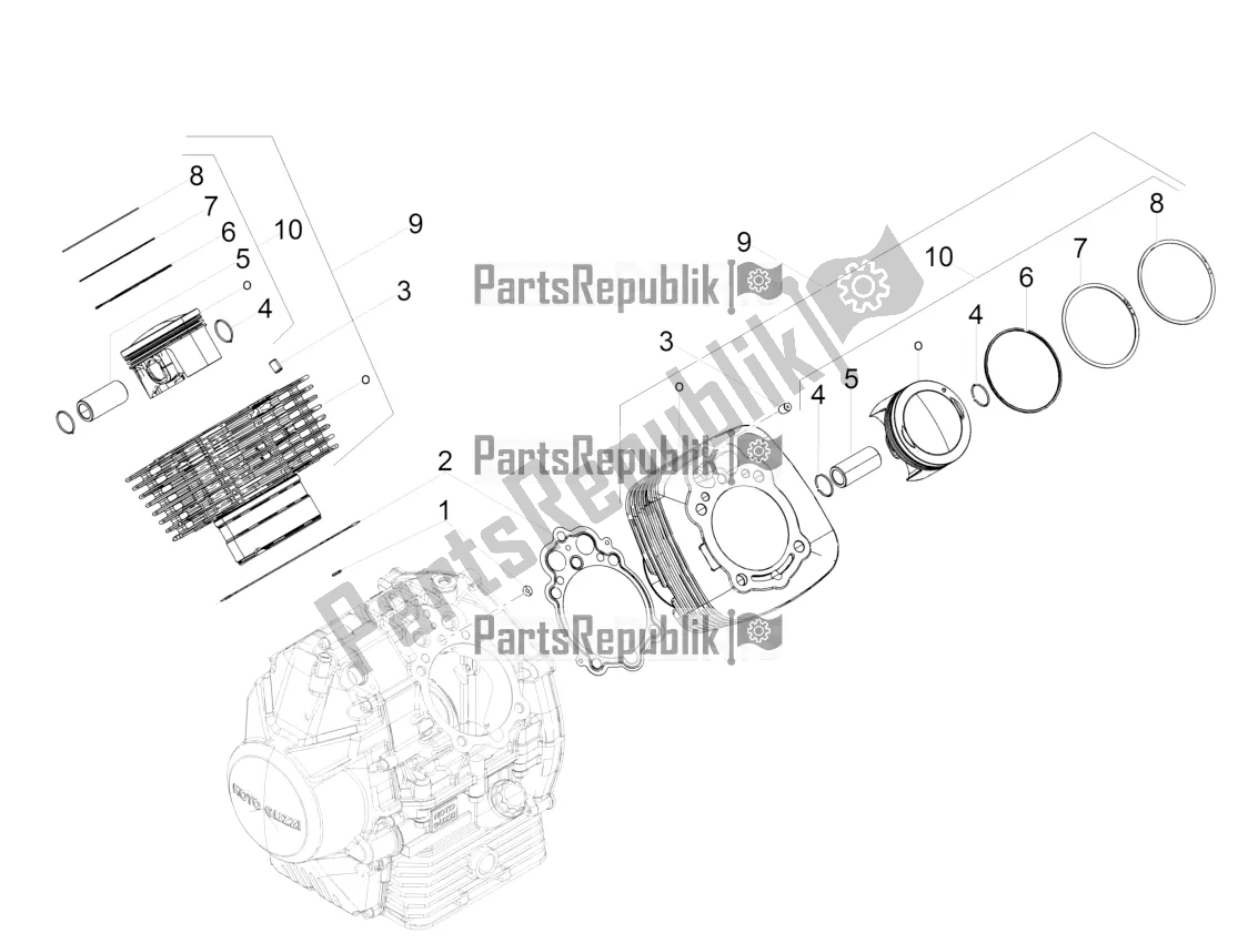 Toutes les pièces pour le Cylindre - Piston du Moto-Guzzi V9 Bobber 850 ABS 2016