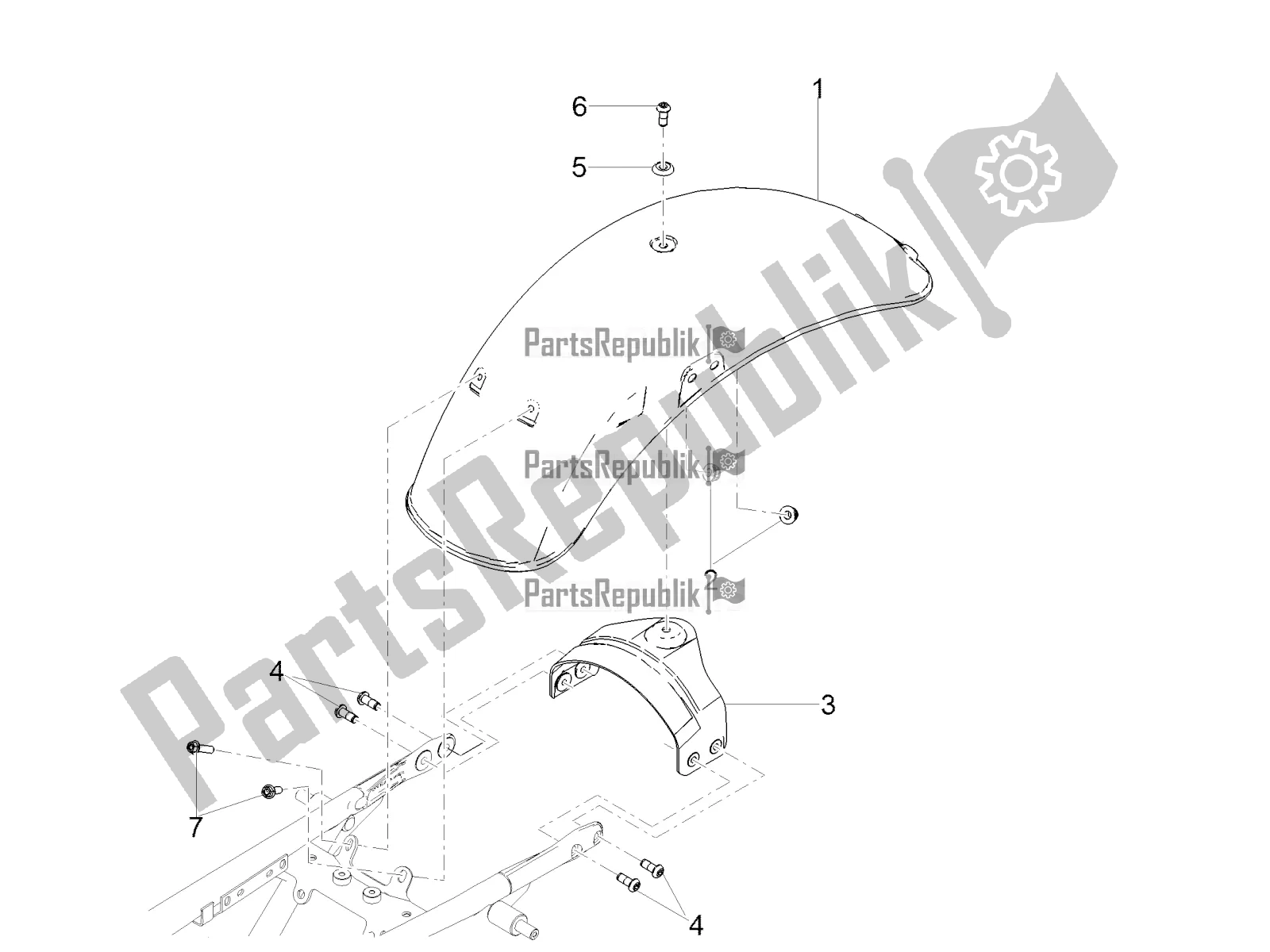 Tutte le parti per il Parafango Posteriore del Moto-Guzzi V9 Bobber 850 ABS 2016