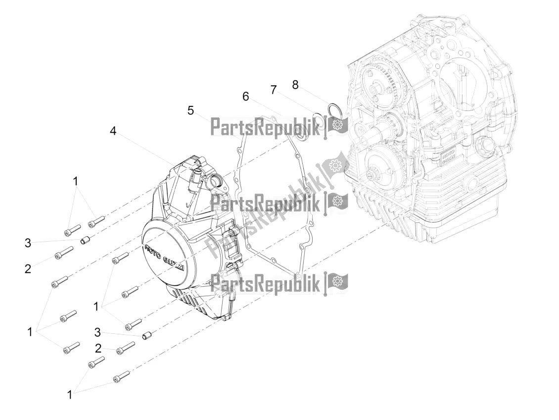 Alle onderdelen voor de Vliegwielkap van de Moto-Guzzi V9 Bobber 850 ABS 2019