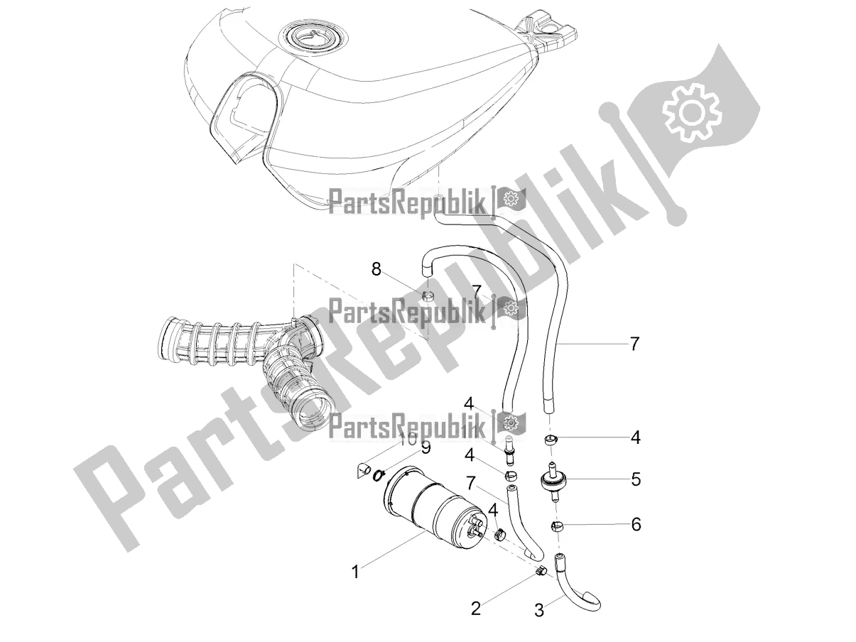 All parts for the Fuel Vapour Recover System of the Moto-Guzzi V9 Bobber 850 ABS 2019
