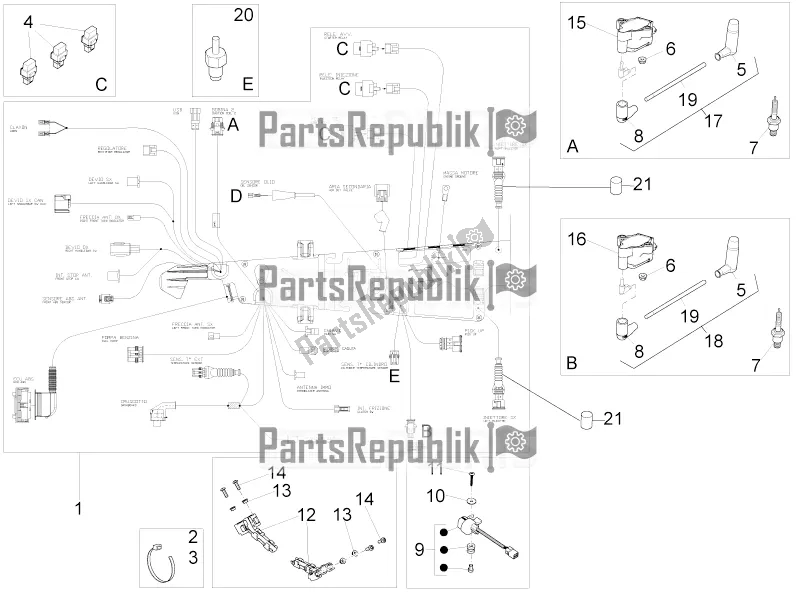 Todas as partes de Sistema Elétrico Central do Moto-Guzzi V9 Bobber 850 ABS 2020