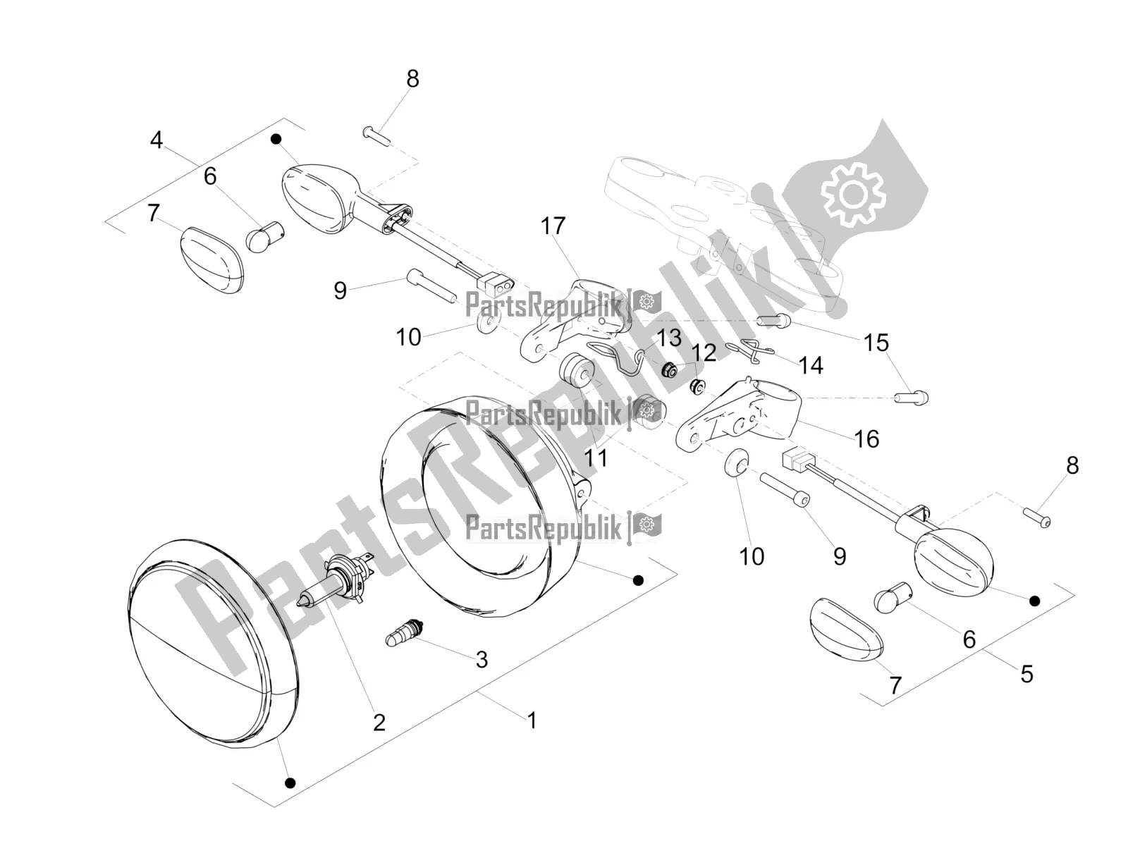 Toutes les pièces pour le Feux Avant du Moto-Guzzi V9 Bobber 850 ABS 2020