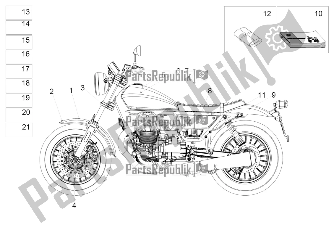 Tutte le parti per il Decalcomania del Moto-Guzzi V9 Bobber 850 ABS USA 2017