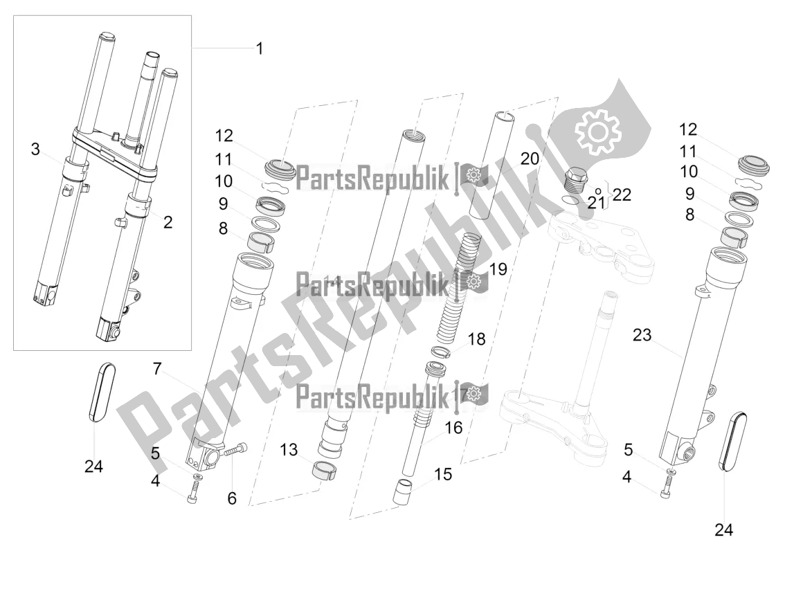 Toutes les pièces pour le Fourche Avant Kaifa du Moto-Guzzi V9 Bobber 850 ABS USA 2017