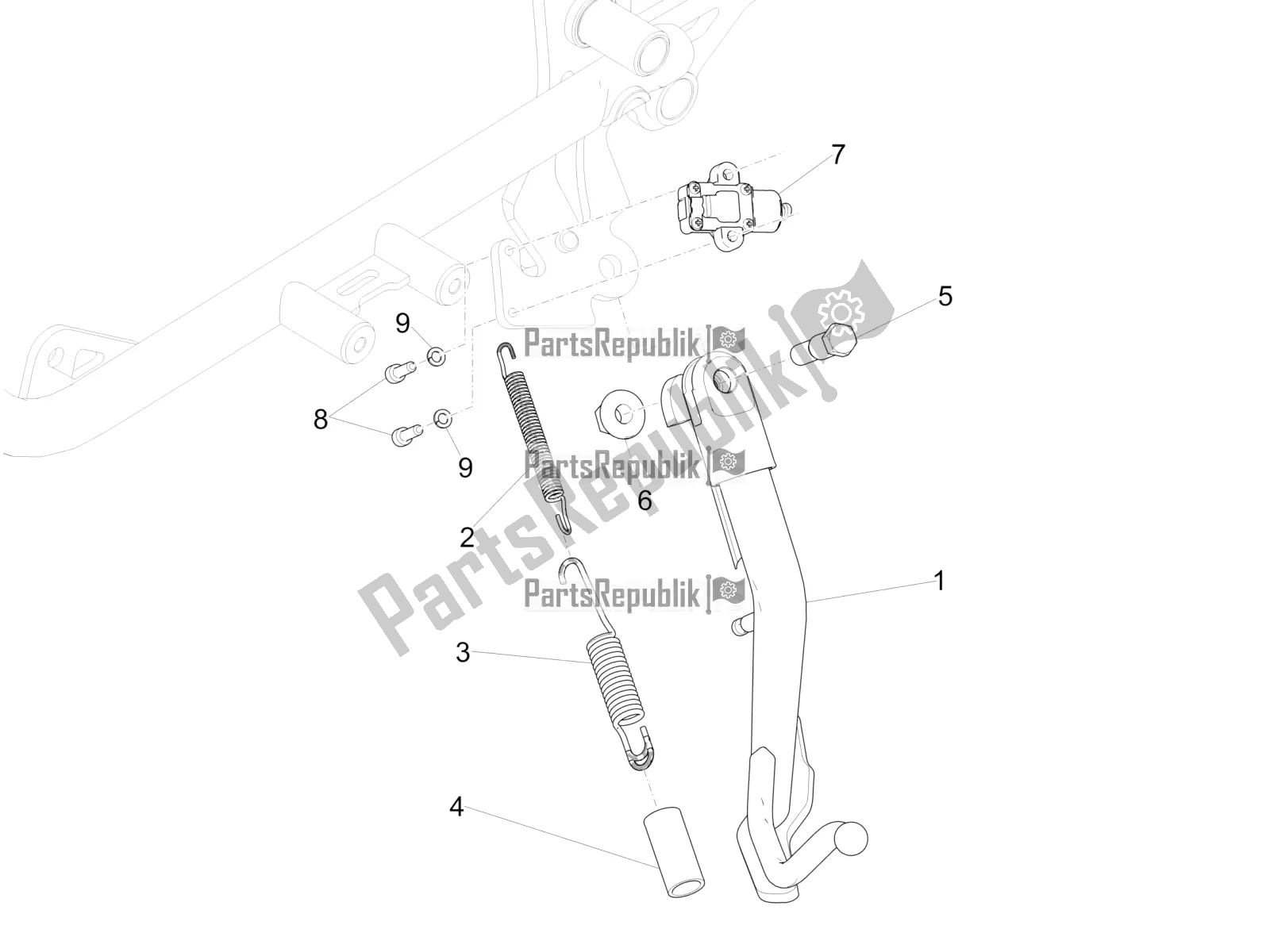 Toutes les pièces pour le Béquille Centrale du Moto-Guzzi V9 Bobber 850 ABS USA 2018