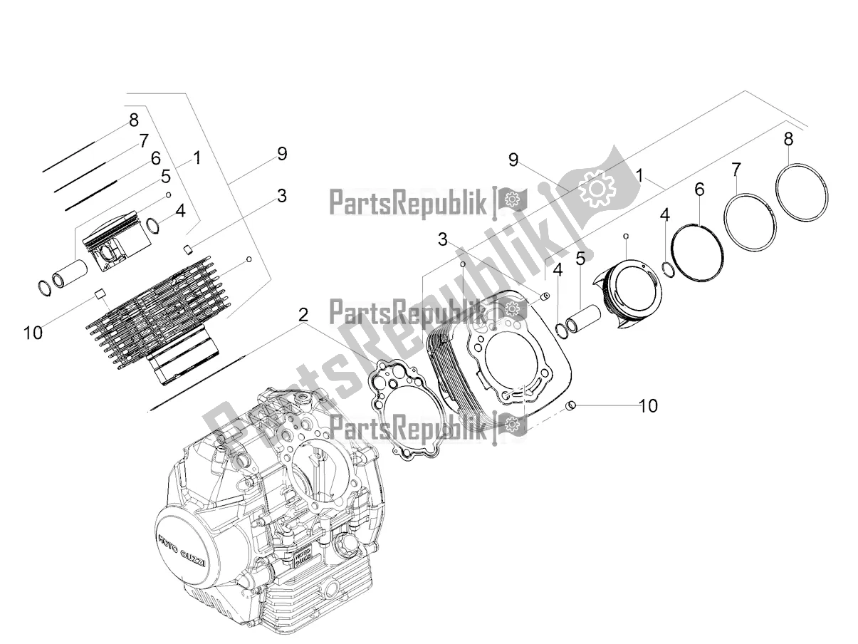 Toutes les pièces pour le Cylindre - Piston du Moto-Guzzi V9 Bobber 850 ABS USA 2019