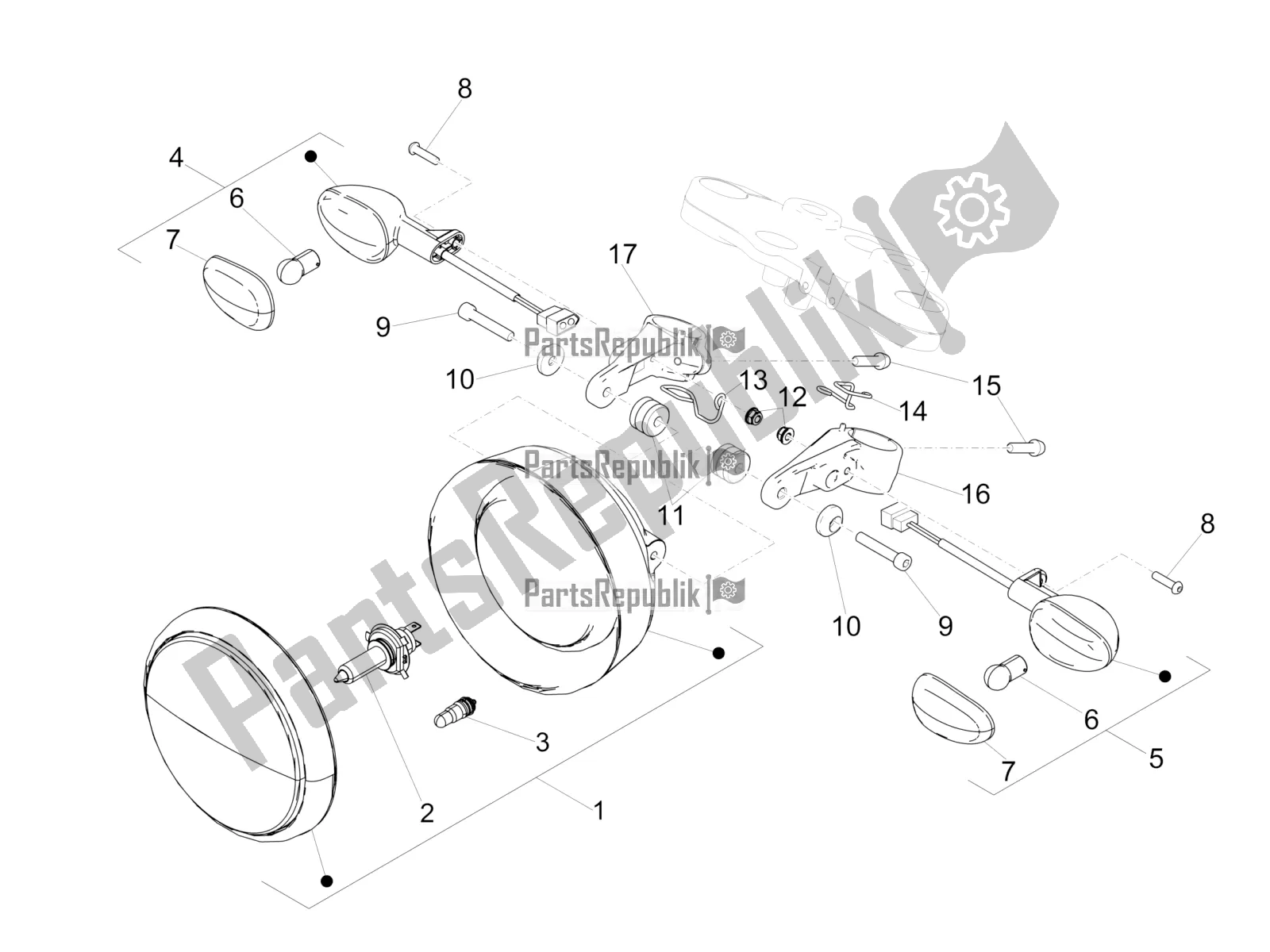 Tutte le parti per il Luci Anteriori del Moto-Guzzi V9 Bobber 850 ABS USA 2019