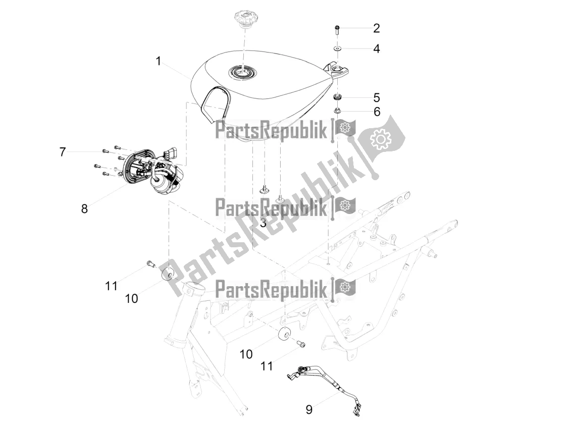 Tutte le parti per il Serbatoio Di Carburante del Moto-Guzzi V9 Bobber 850 ABS USA 2019