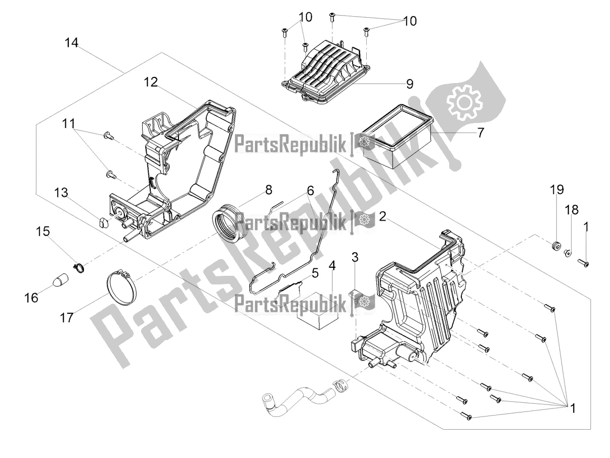 All parts for the Air Box of the Moto-Guzzi V9 Bobber 850 Apac 2018