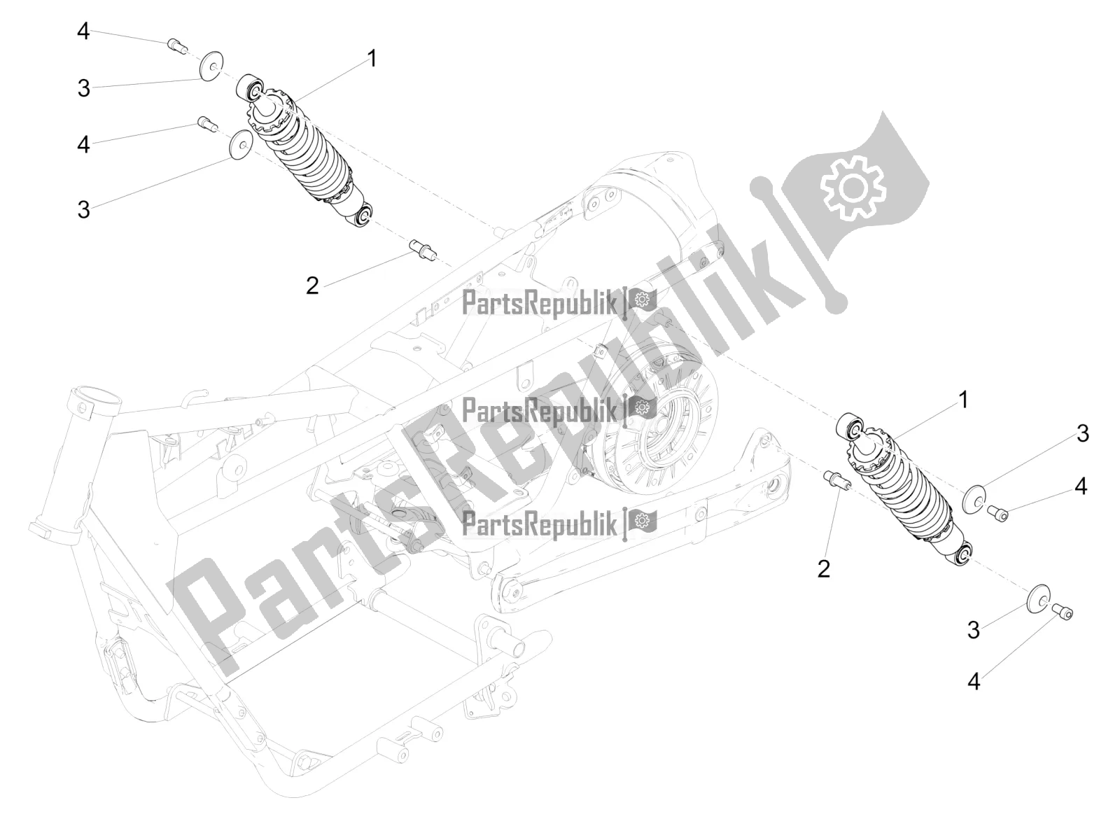 Tutte le parti per il Ammortizzatore del Moto-Guzzi V9 Bobber 850 Apac 2018