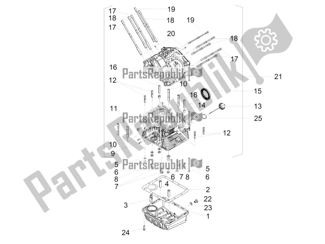 All parts for the Crankcases I of the Moto-Guzzi V9 Bobber 850 Apac 2019