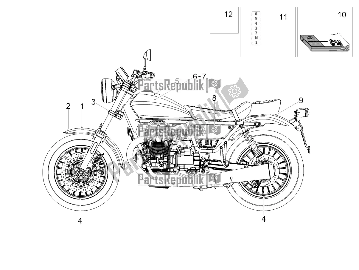 Tutte le parti per il Decalcomania del Moto-Guzzi V9 Bobber 850 Apac 2019