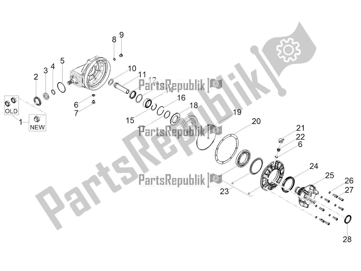 All parts for the Rear Transmission / Components of the Moto-Guzzi V9 Bobber 850 Apac 2019