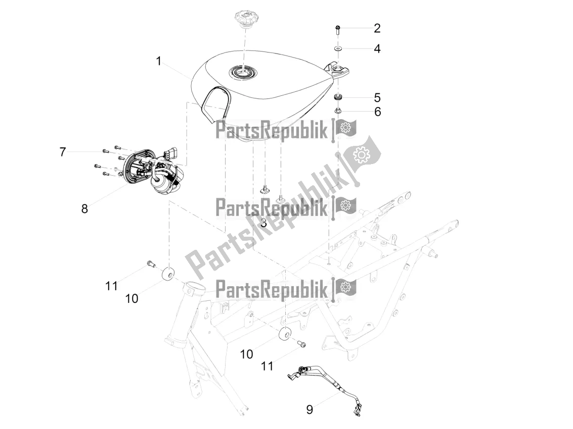 Alle onderdelen voor de Benzinetank van de Moto-Guzzi V9 Bobber 850 Apac 2020