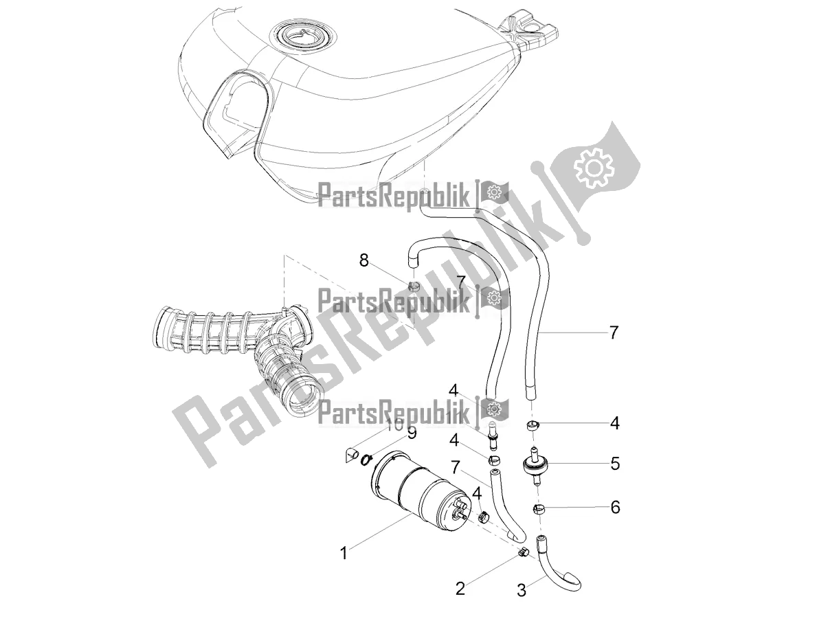 All parts for the Fuel Vapour Recover System of the Moto-Guzzi V9 Bobber 850 Apac 2020