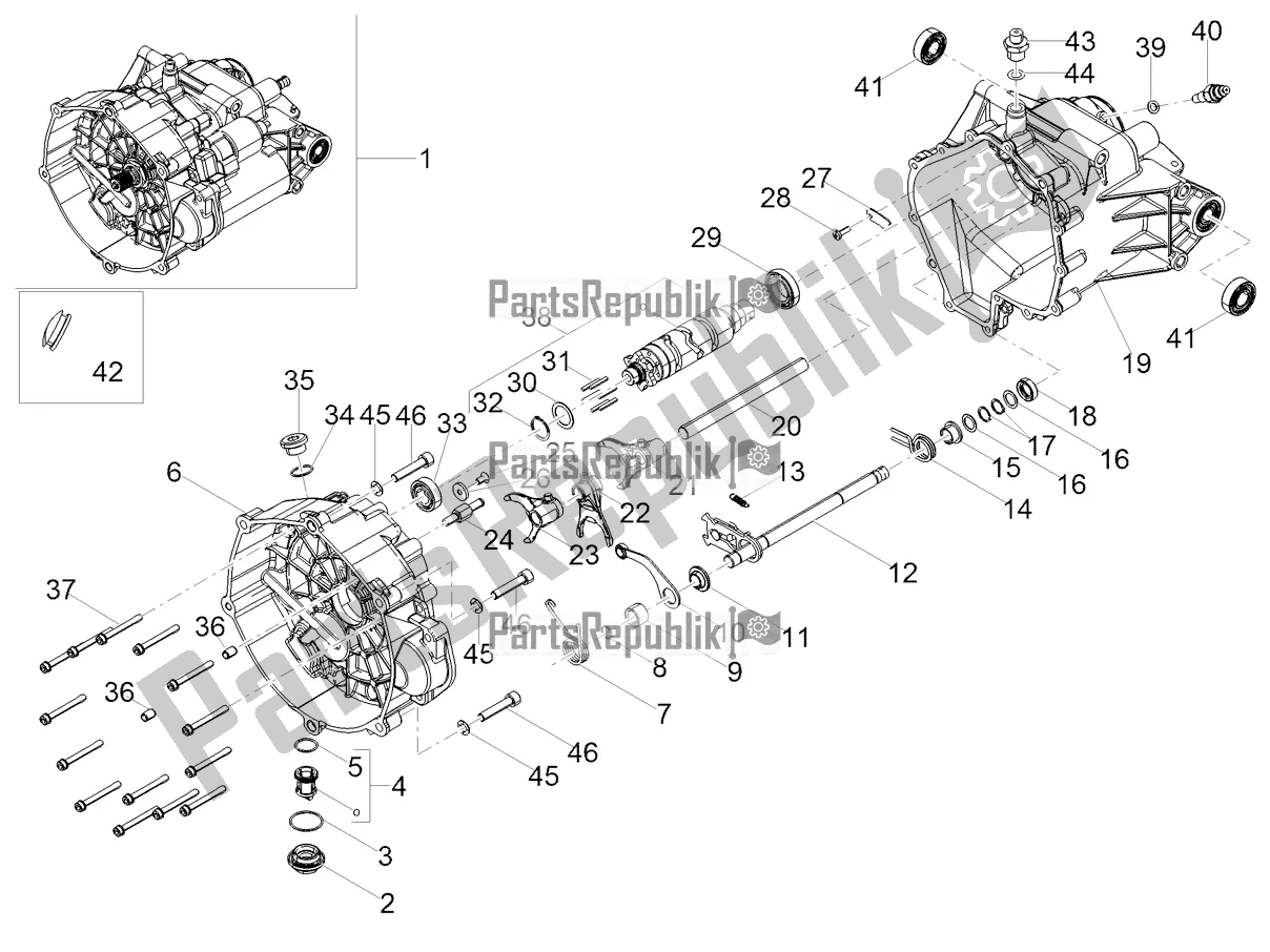 All parts for the Gear Box / Selector / Shift Cam of the Moto-Guzzi V9 Bobber 850 Apac 2020