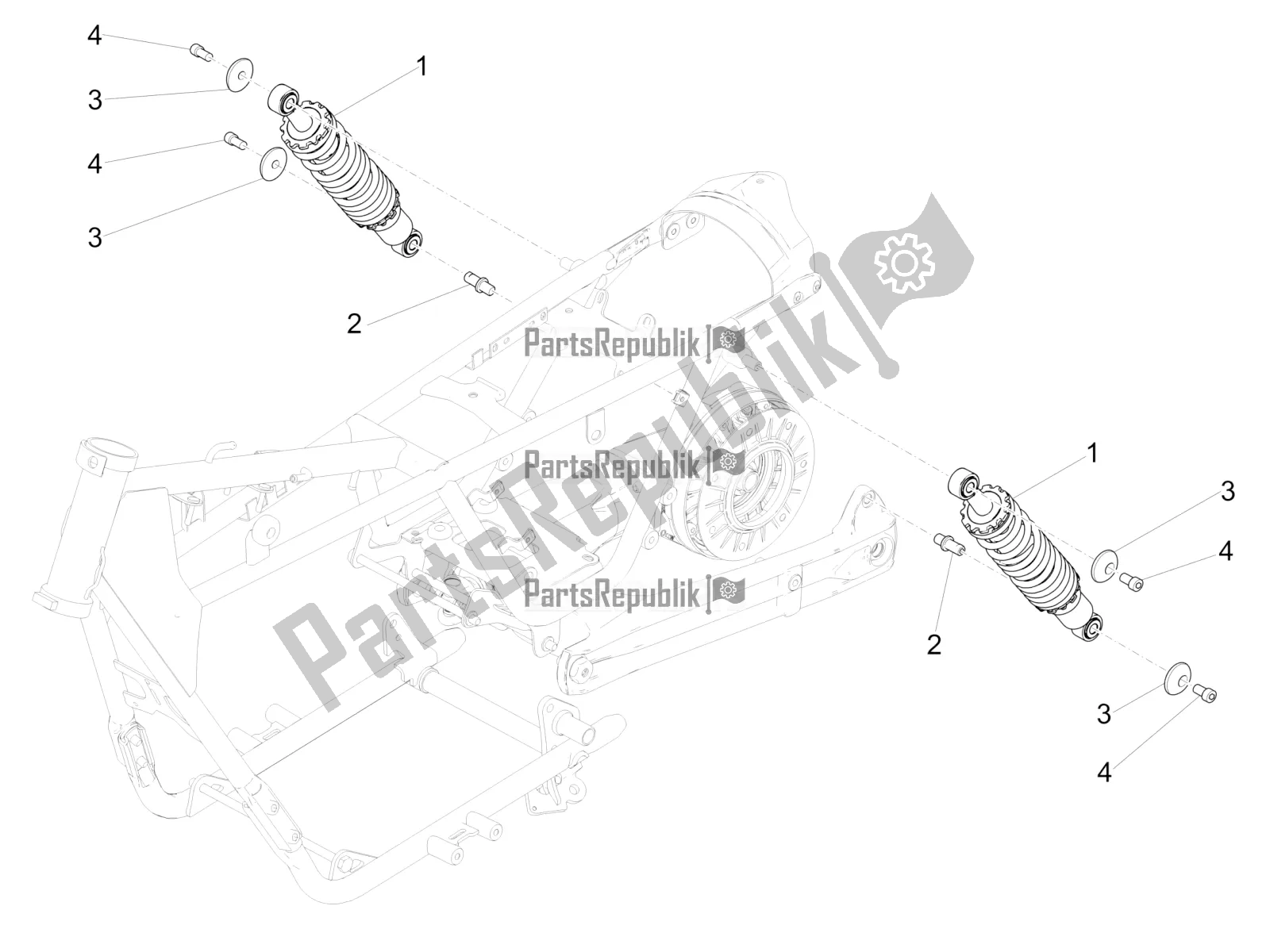 Tutte le parti per il Ammortizzatore del Moto-Guzzi V9 Bobber 850 Apac 2020