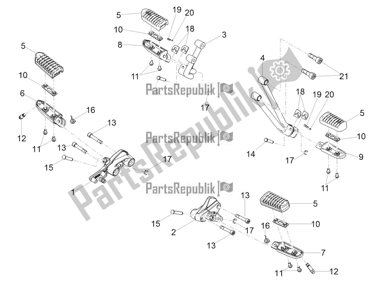 All parts for the Foot Rests of the Moto-Guzzi V9 Bobber 850 Apac 2021