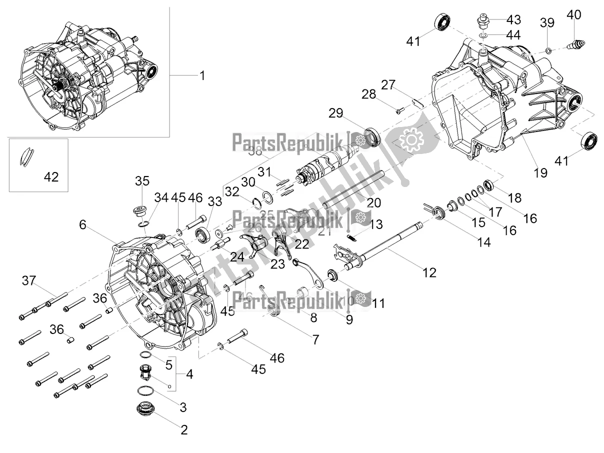 All parts for the Gear Box / Selector / Shift Cam of the Moto-Guzzi V9 Bobber 850 Apac 2021