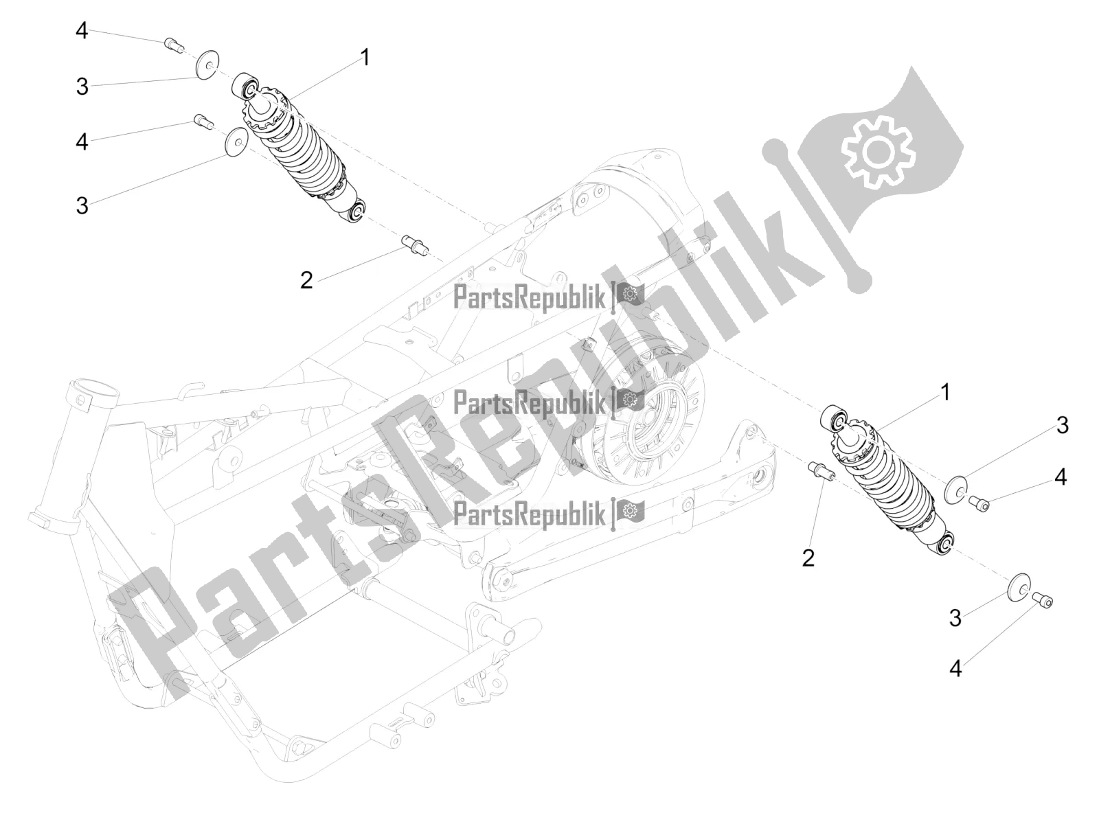 Tutte le parti per il Ammortizzatore del Moto-Guzzi V9 Bobber 850 Apac 2021