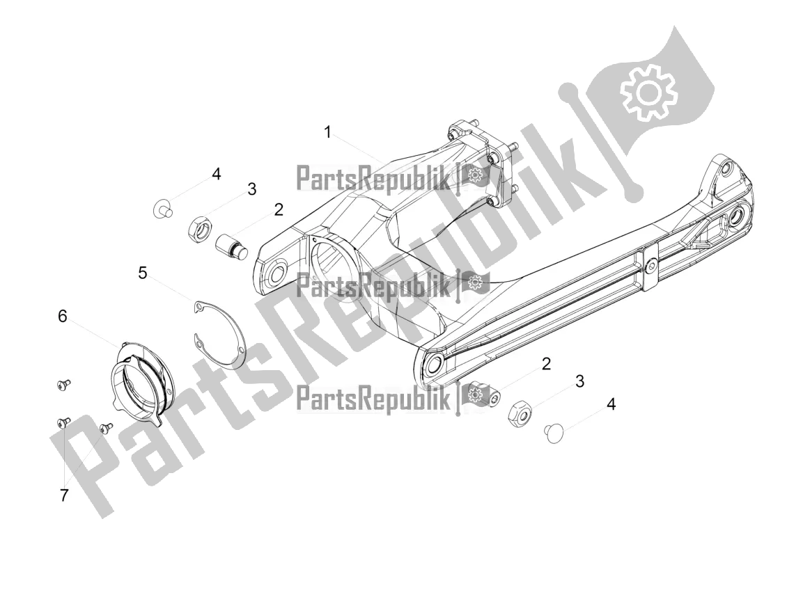 All parts for the Swing Arm of the Moto-Guzzi V9 Bobber 850 Apac 2021