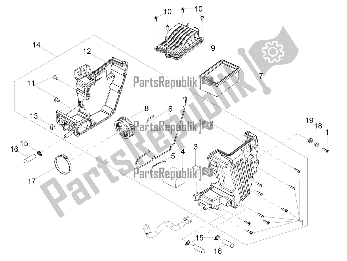 All parts for the Air Box of the Moto-Guzzi V9 Bobber 850 Apac 2022