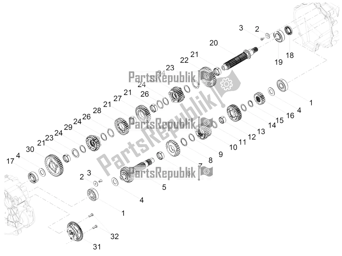 Todas as partes de Caixa De Engrenagens - Conjunto De Engrenagens do Moto-Guzzi V9 Bobber 850 Apac 2022