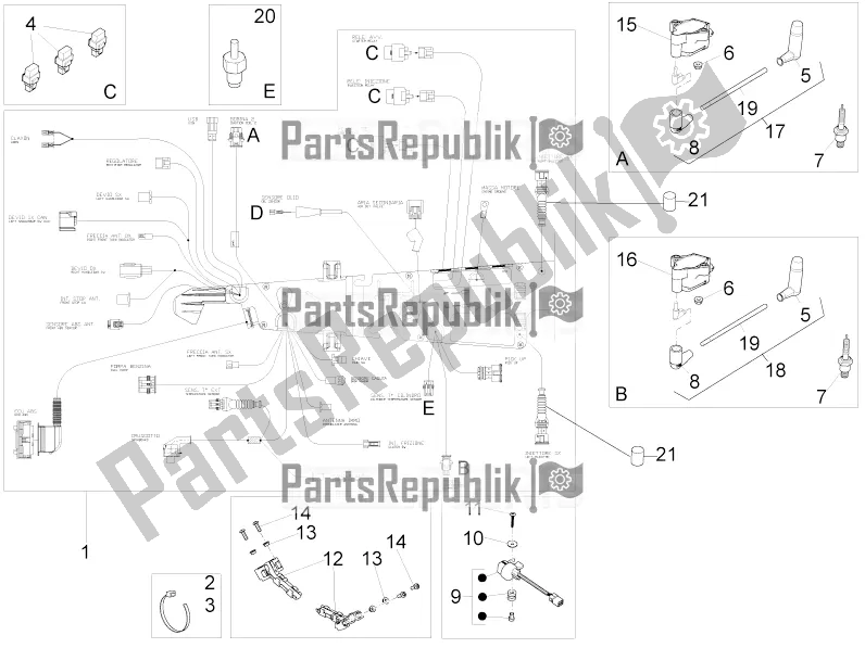 Tutte le parti per il Impianto Elettrico Centrale del Moto-Guzzi V9 Bobber 850 USA 2020