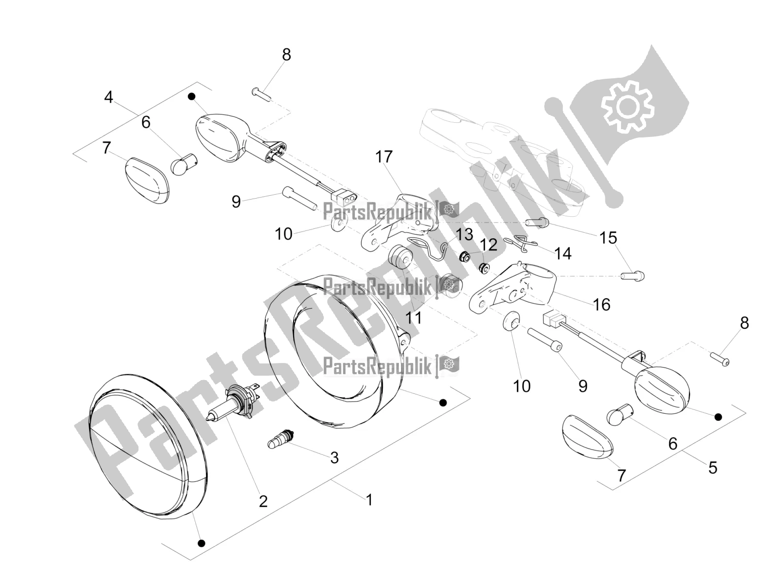 Tutte le parti per il Luci Anteriori del Moto-Guzzi V9 Bobber 850 USA 2020