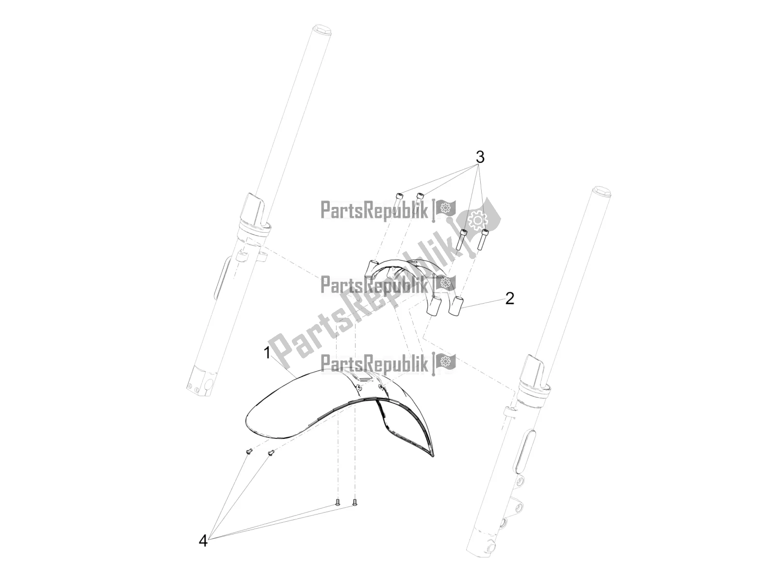 Tutte le parti per il Parafango Anteriore-colonna del Moto-Guzzi V9 Bobber 850 USA 2020