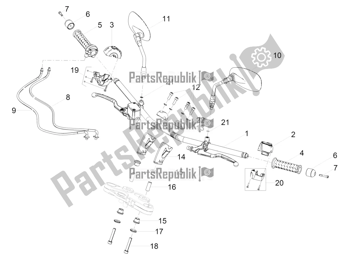 Tutte le parti per il Manubrio - Comandi del Moto-Guzzi V9 Bobber 850 USA 2020