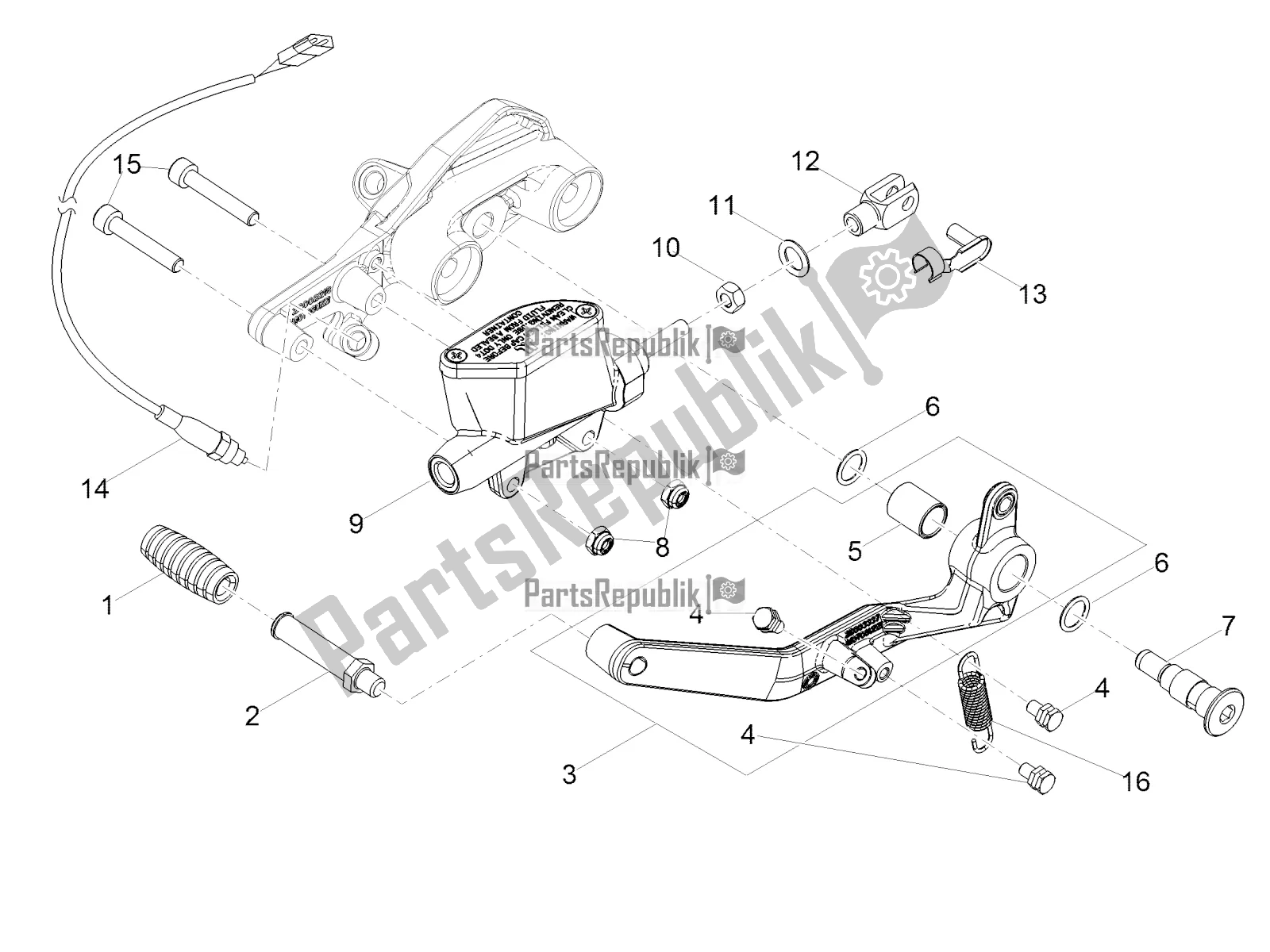 Todas las partes para Cilindro Maestro Trasero de Moto-Guzzi V9 Bobber 850 USA 2020