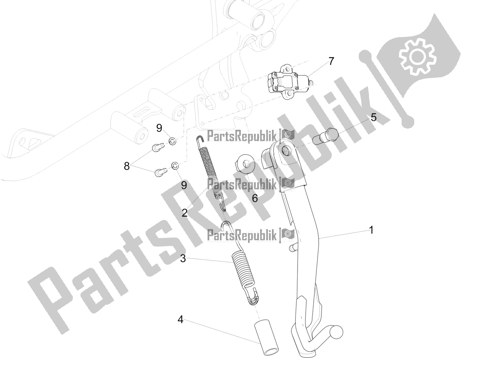 Toutes les pièces pour le Béquille Centrale du Moto-Guzzi V9 Bobber 850 USA 2021