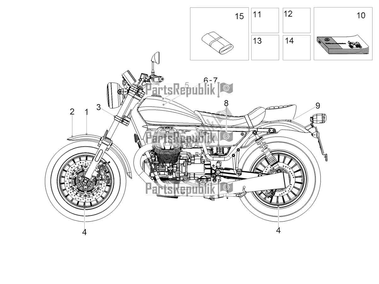 Toutes les pièces pour le Décalque du Moto-Guzzi V9 Bobber 850 USA 2021