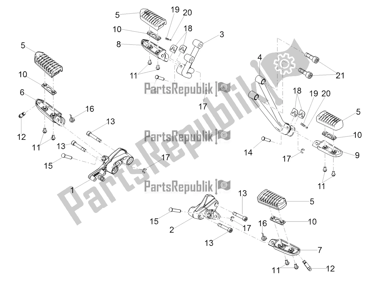 All parts for the Foot Rests of the Moto-Guzzi V9 Bobber 850 USA 2021