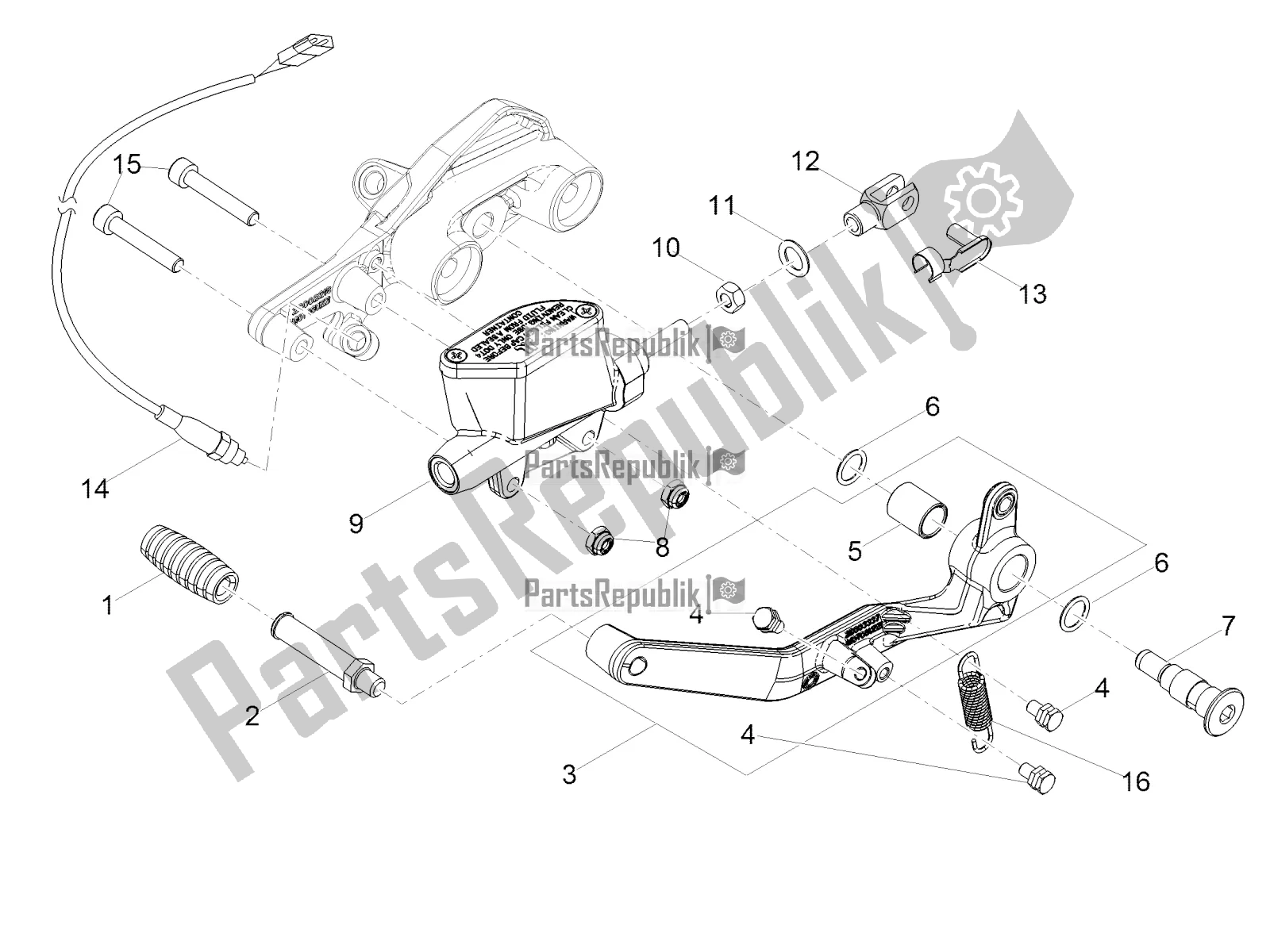 Toutes les pièces pour le Maître-cylindre Arrière du Moto-Guzzi V9 Bobber 850 USA 2021