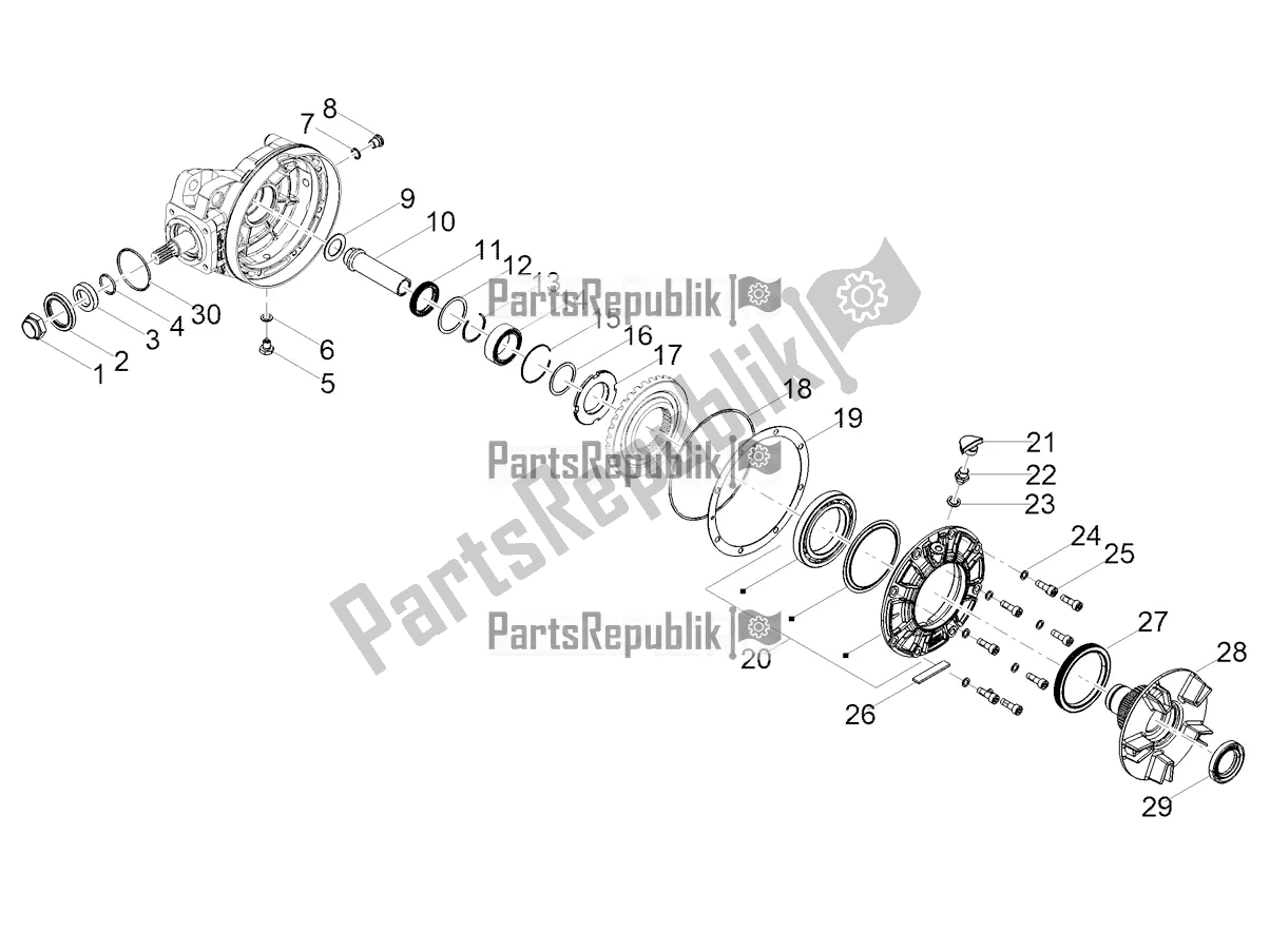 Tutte le parti per il Trasmissione / Componenti Posteriori del Moto-Guzzi V9 Bobber 850 USA 2022