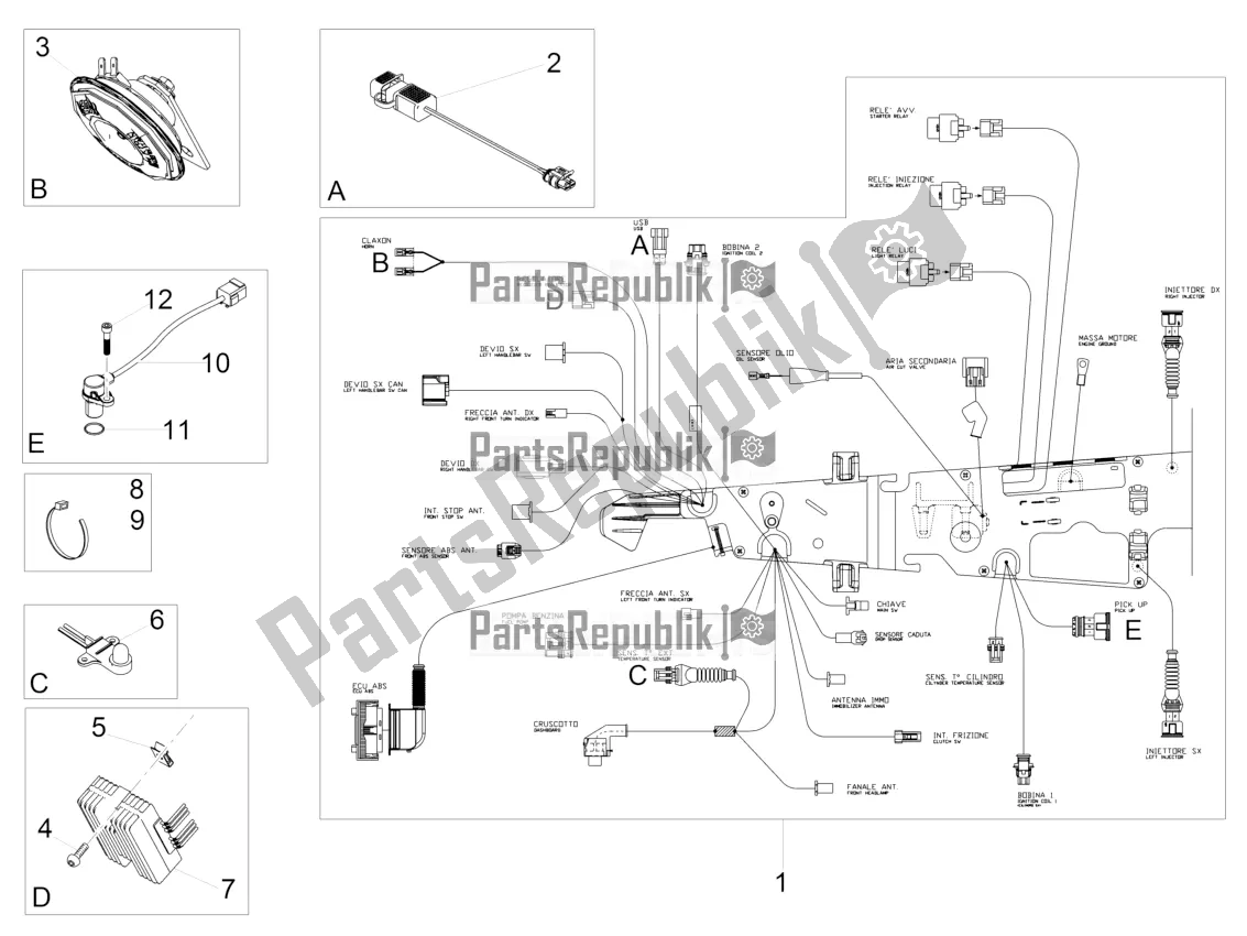 Todas as partes de Sistema Elétrico Frontal do Moto-Guzzi V9 Bobber Sport 850 2020