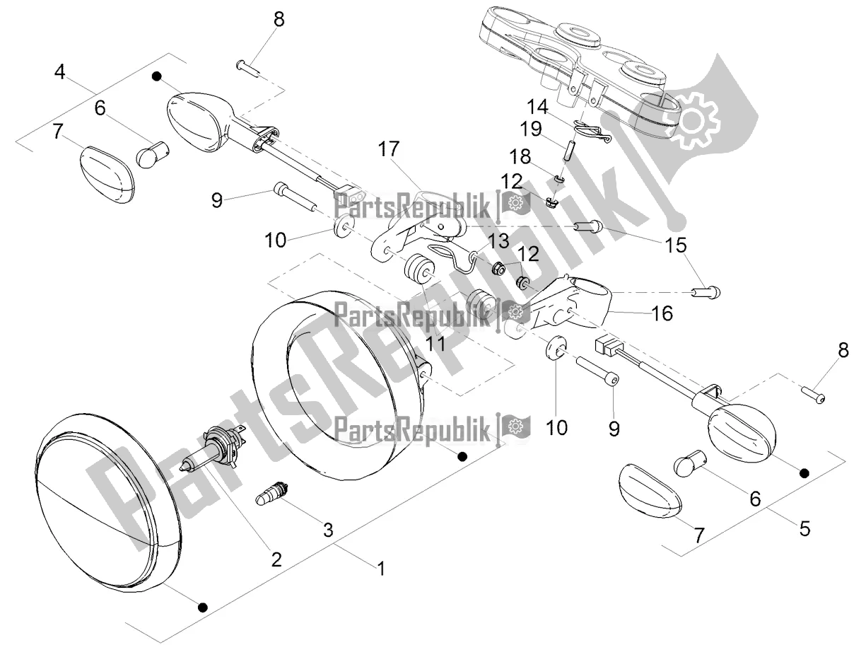 All parts for the Front Lights of the Moto-Guzzi V9 Bobber Sport 850 ABS 2019