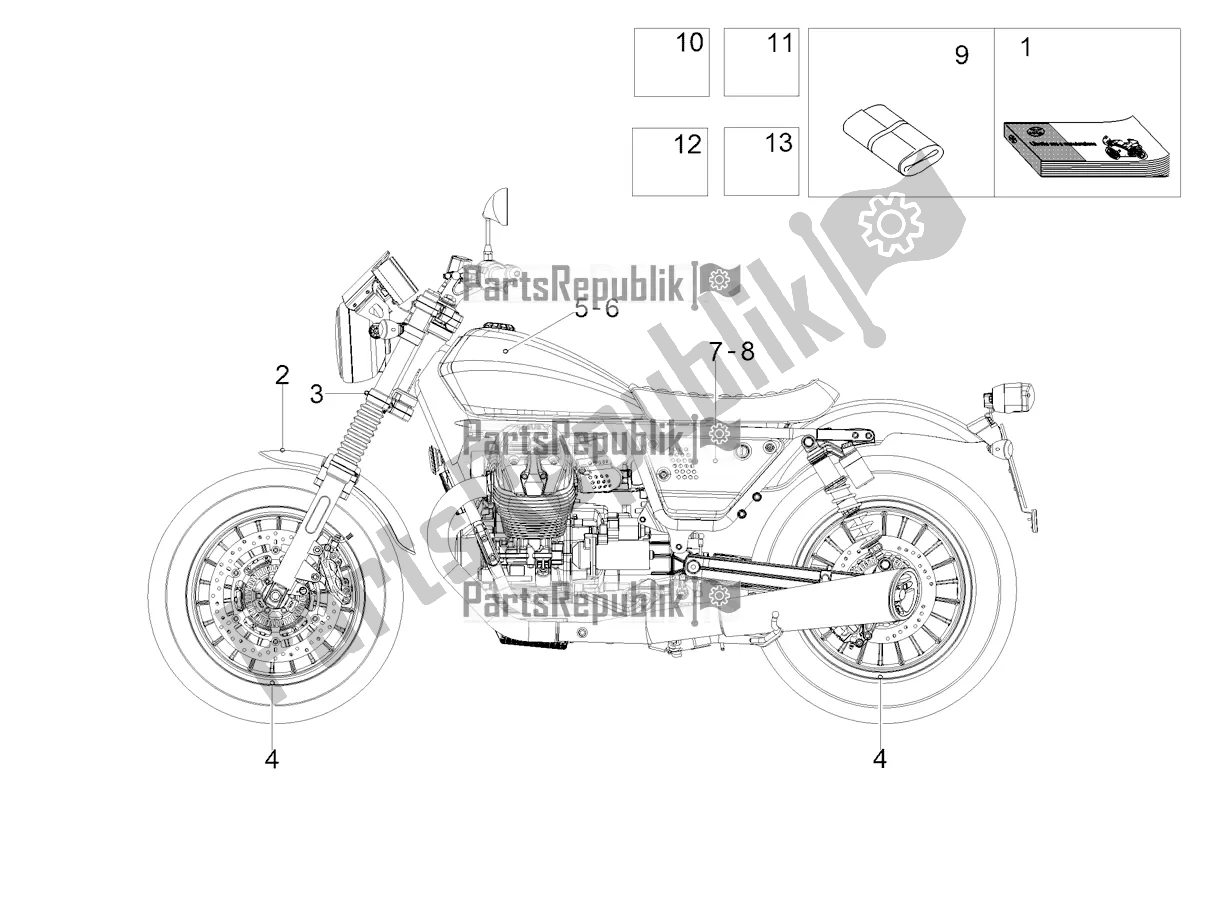 Tutte le parti per il Decalcomania del Moto-Guzzi V9 Bobber Sport 850 ABS USA 2019