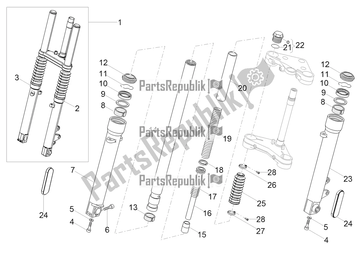 All parts for the Front Fork Kaifa of the Moto-Guzzi V9 Bobber Sport 850 ABS USA 2019