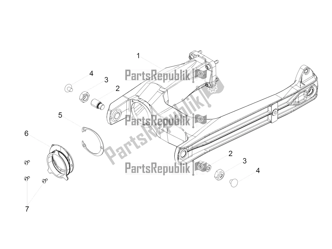 All parts for the Swing Arm of the Moto-Guzzi V9 Bobber Sport 850 ABS USA 2019