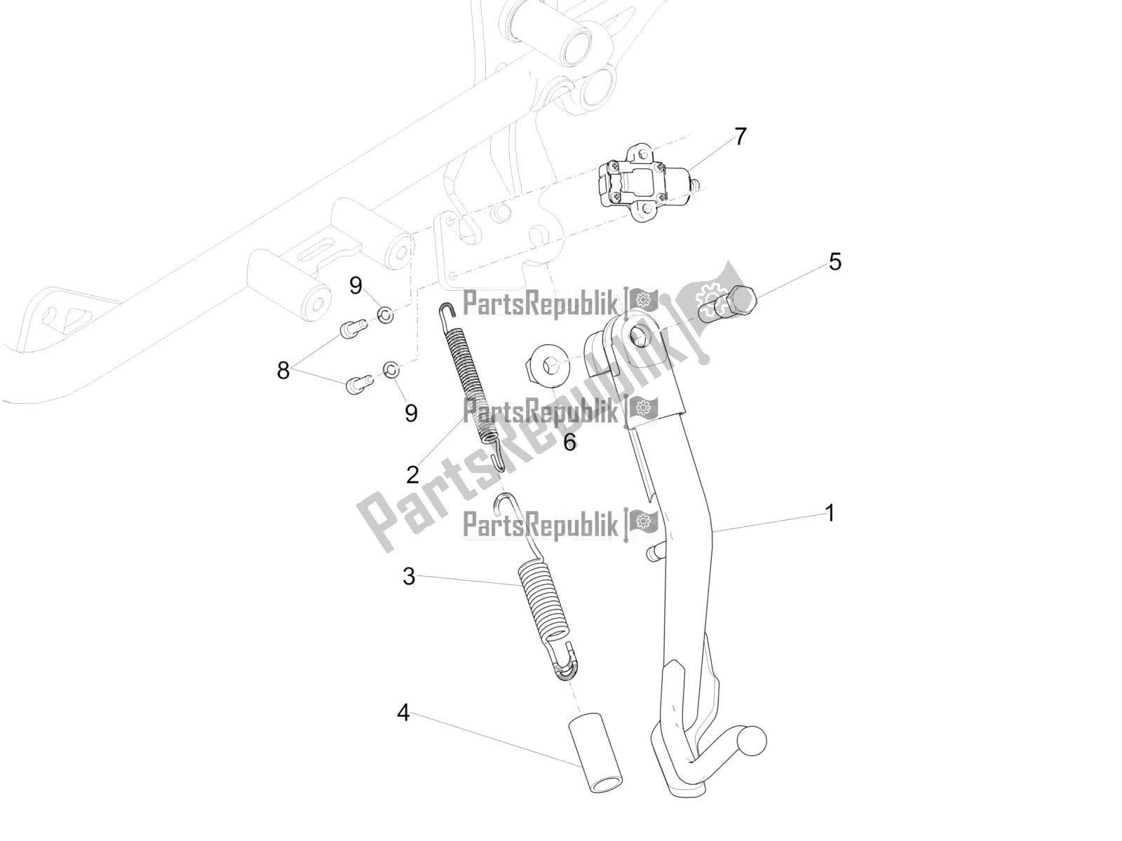 Toutes les pièces pour le Béquille Centrale du Moto-Guzzi V9 Bobber Sport 850 USA 2020